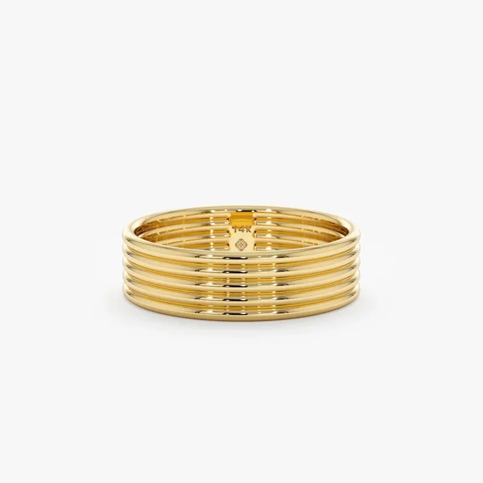 Solid Gold Grooved Wedding Band, Erin