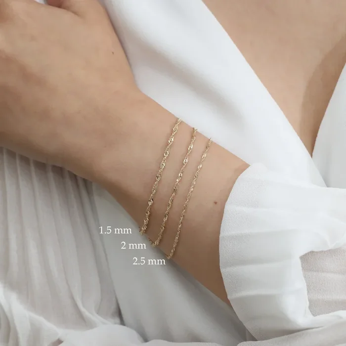 Solid Gold Singapore Chain Bracelet, Simi