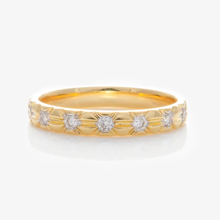 Solid Gold Vintage Inspired Diamond Band