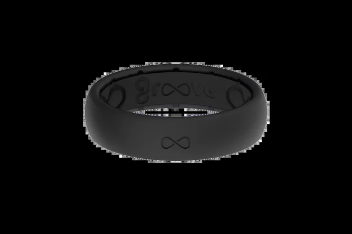 Solid Midnight Black Thin Ring