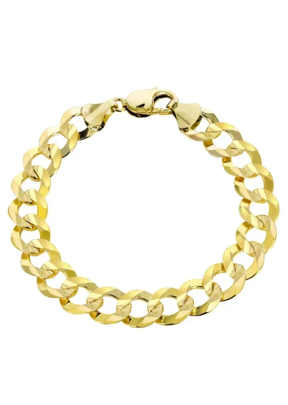 Solid Womens Cuban Link Bracelet 10K/14K Yellow Gold