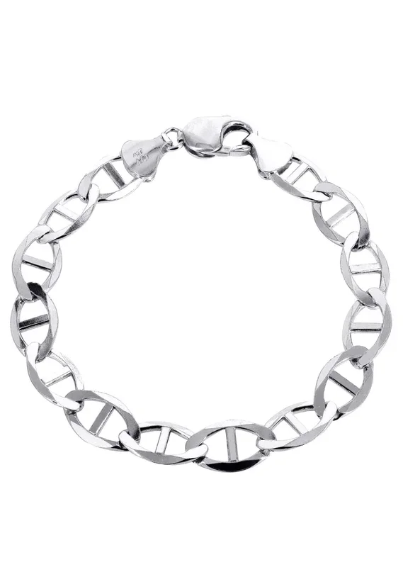 Solid Womens Mariner Bracelet 10K/14K White Gold