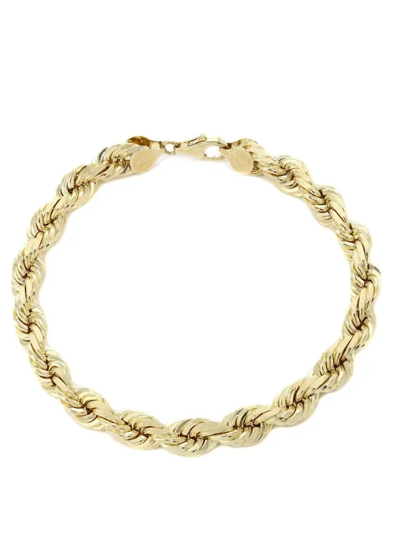 Solid Womens Rope Bracelet 10K/14K Yellow Gold