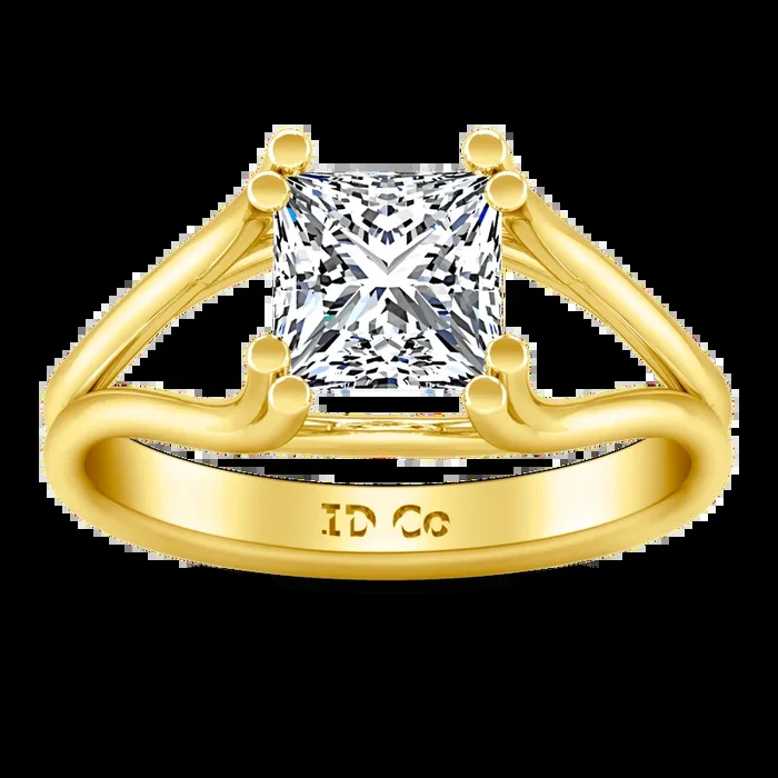 Solitaire Diamond Princess Cut Engagement Ring Bella 14K Yellow Gold