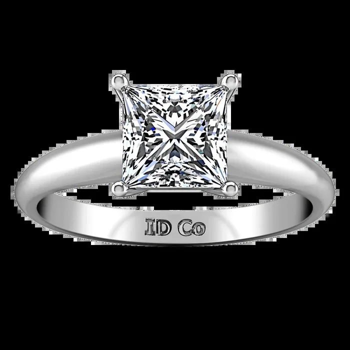 Solitaire Princess Cut Diamond Engagement Ring Cindy 14K White Gold