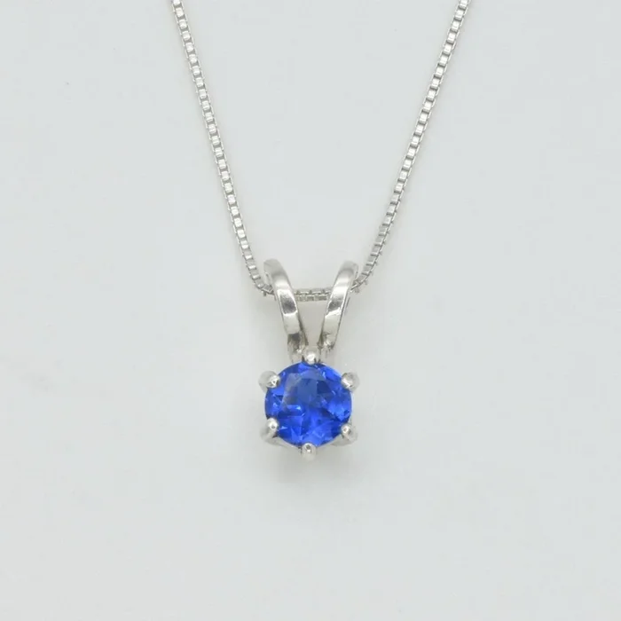 Solitaire Sapphire Pendant – Dainty Blue Necklace – Blue Minimalist Necklace