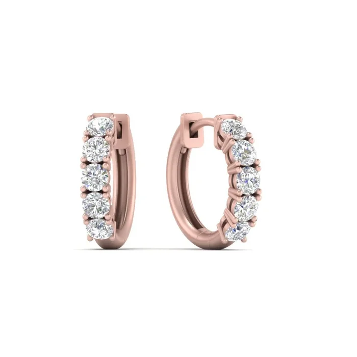Sparkle 5 Stone Hoop Earrings