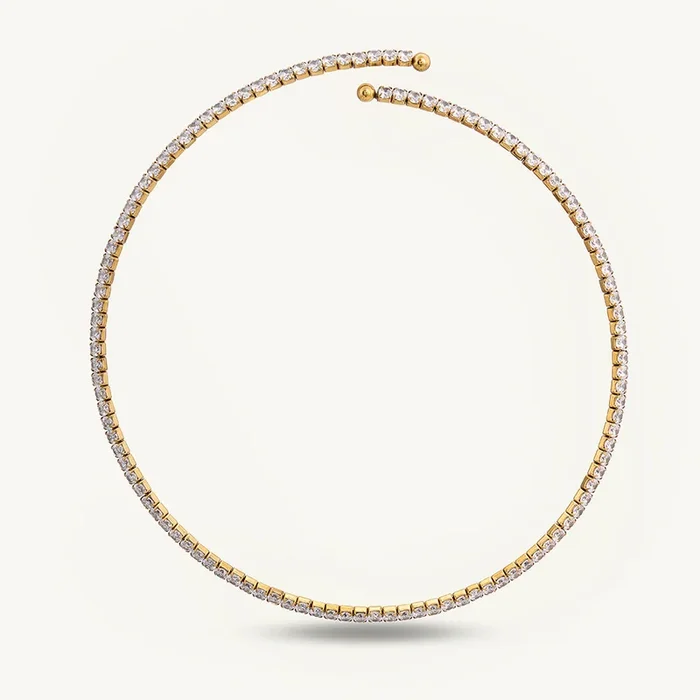 Sparkling Circle Gold Minimal Necklace