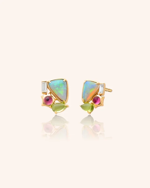 Special Edition “Nebula” Earring – Opal, Pink Tourmaline, & Peridot