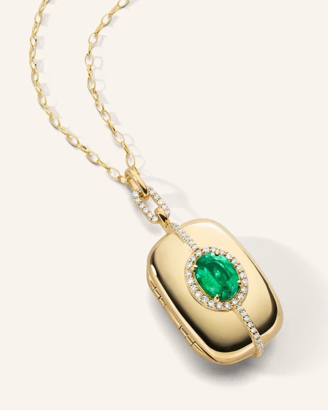 Special Edition Emerald and Diamond Halo Locket