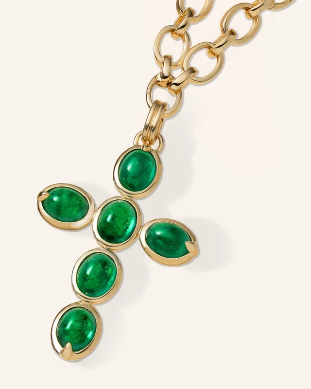 Special Edition Emerald Cabochon Cross Charm