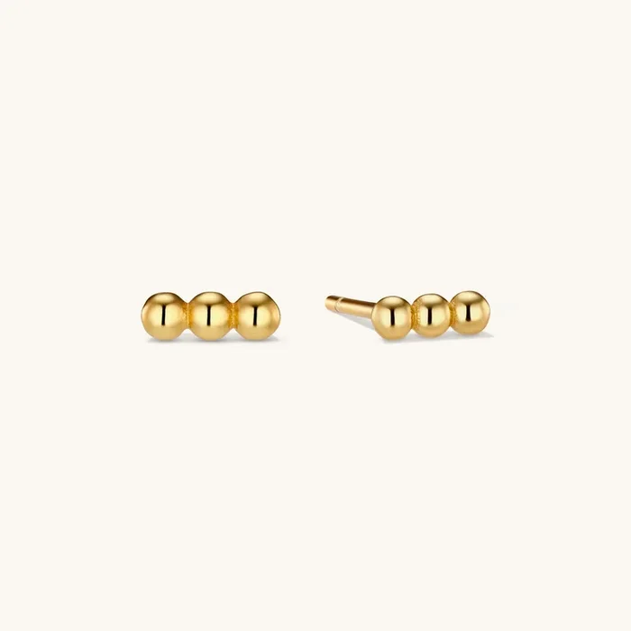 Sphere Bar Stud Earrings Gold