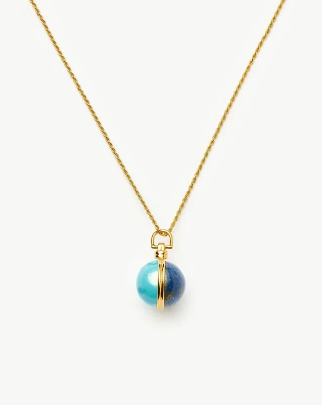 Sphere Gemstone Pendant Necklace | 18ct Gold Plated / Lapis & Turquoise