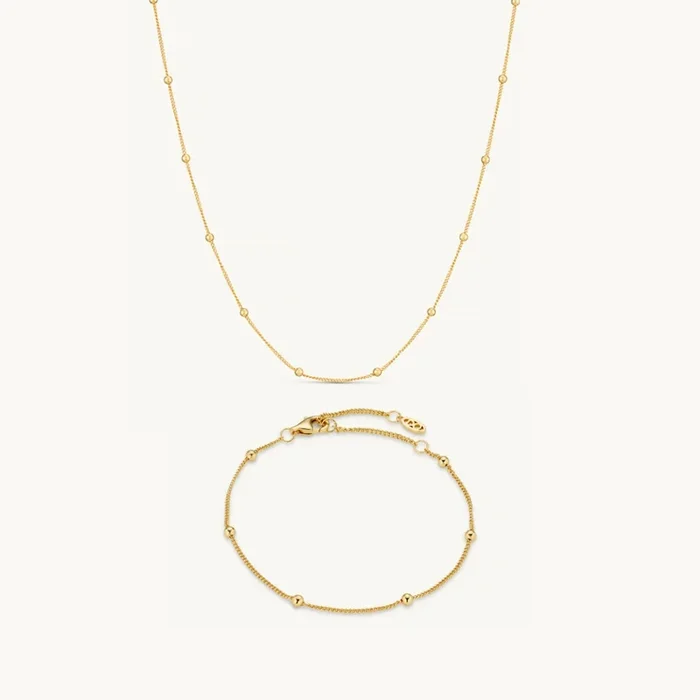 Sphere Necklace & Bracelet Matching Set Gold