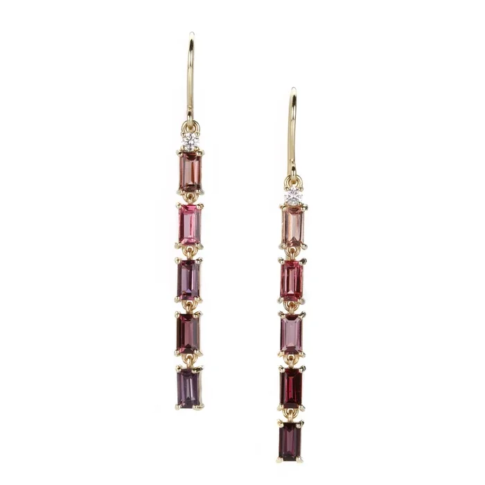 Spinel and Diamond Drop Earrings