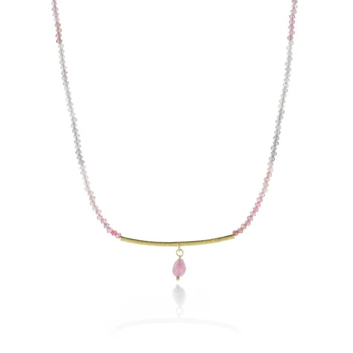 Spinel Beaded Necklace with Ruby Drop