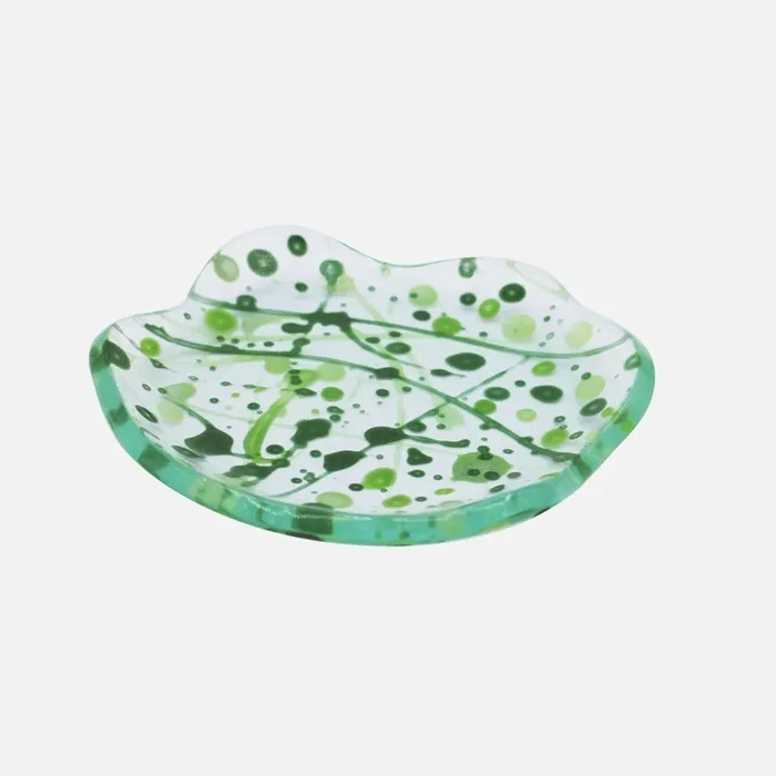 Splatter Glass Tray, Forest Green