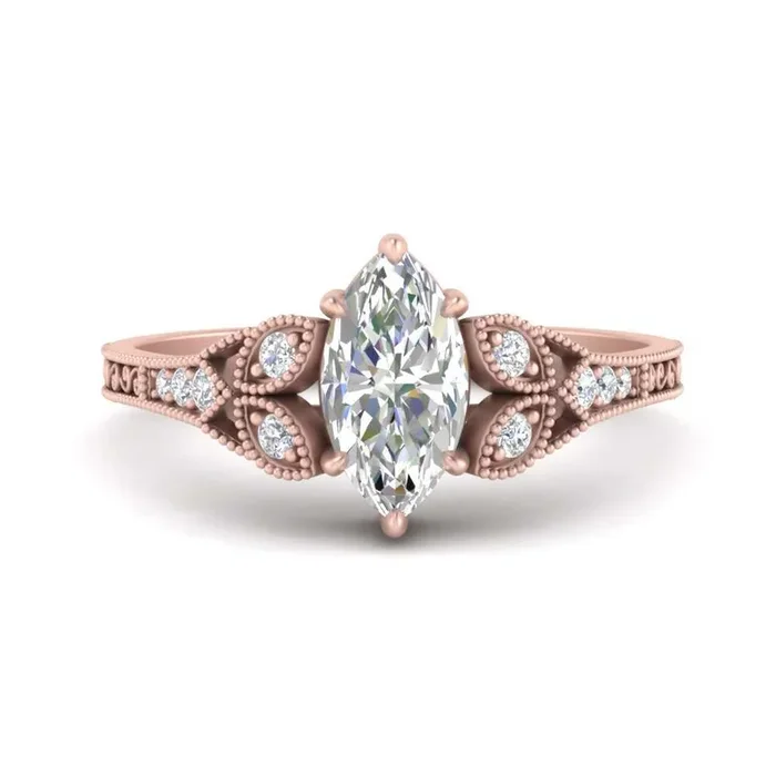Split Band Antique Marquise Diamond Ring