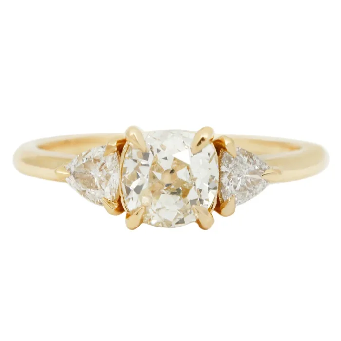Spring Snowfall Three Stone Ring