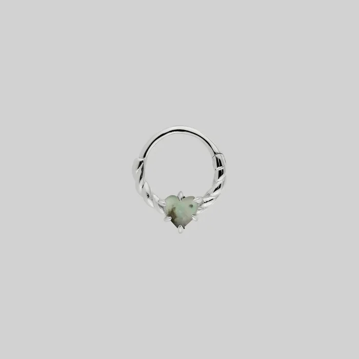 SPRITE. Clawed Heart Gemstone Septum Clicker Ring – Silver