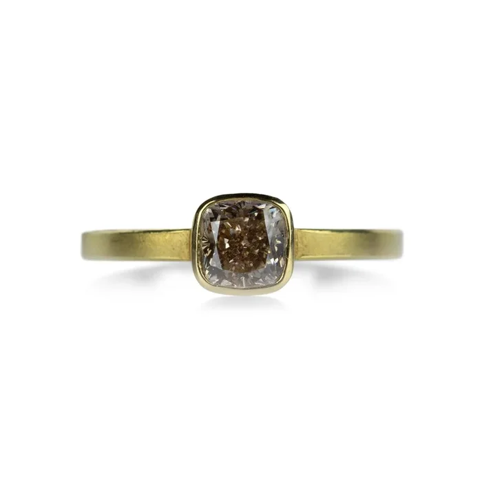 Square Cushion Cut Natural Diamond Ring