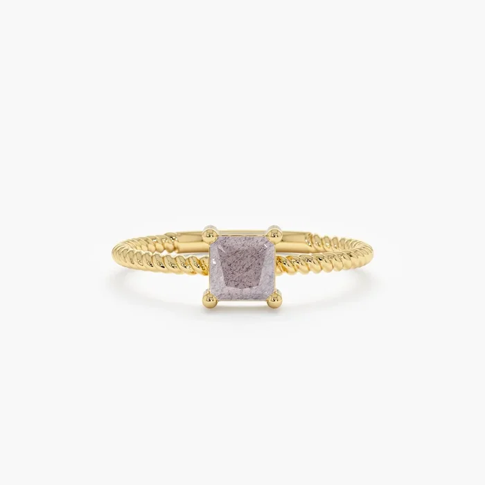 Square Labradorite Ring, Sage