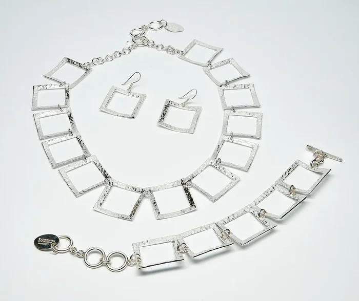 Square Pounded Sterling Silver Necklace