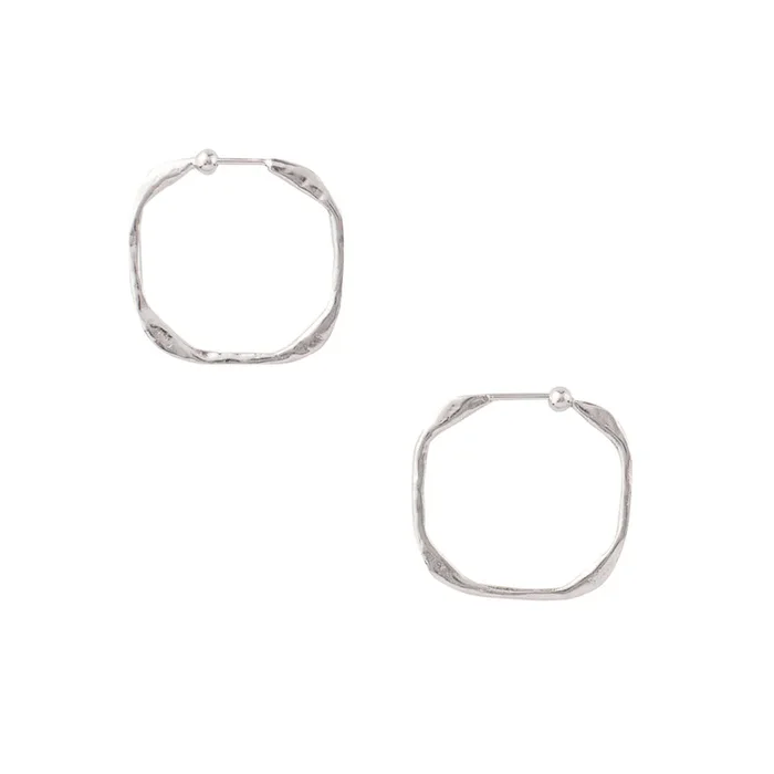 Square Up Hoops in Silver – 1″