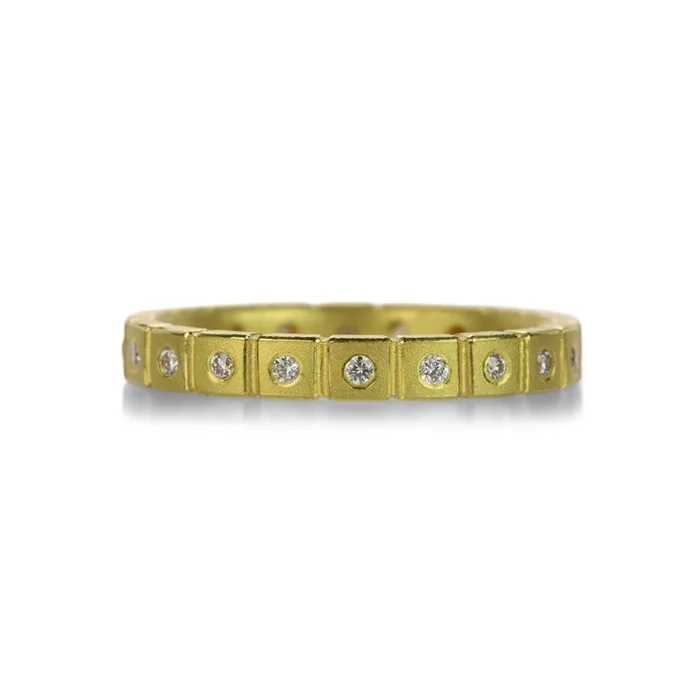 Squared Band with Diamonds