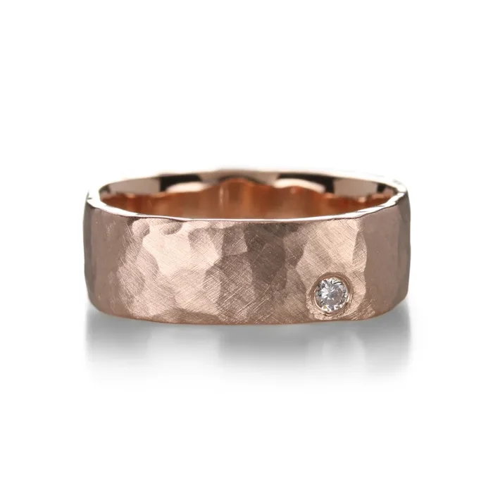 Squared Hammered Diamond Band