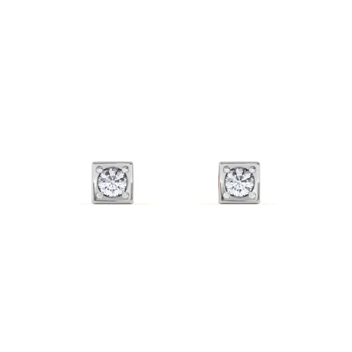 Squared Pin 9KT Gold Lab Grown Diamond Studs for Multiple Piercings
