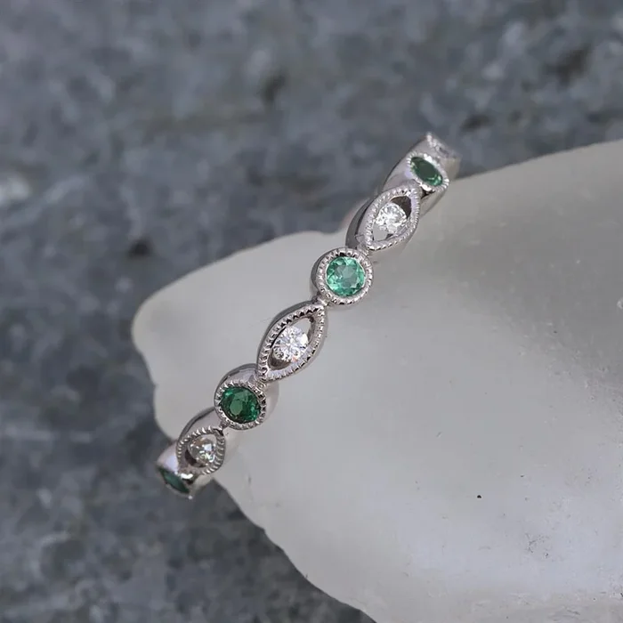 Stack it up Alexandrite & Diamond Ring in 14k White Gold