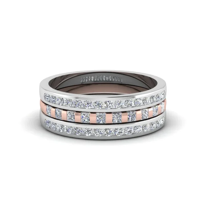 Stackable Princess And Round Channel Set Band