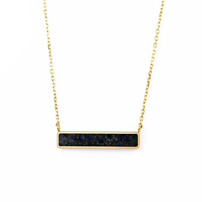 Star Dust Opal Glowstone Inlay Bar Necklace