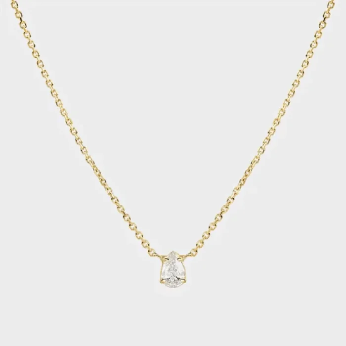 Star Glimmer Dainty Cable Chain Necklace with AAAAA Pear Cut Cubic Zirconia Pendant