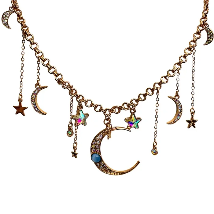 Star Shower Moon Necklace (Copper Ox)