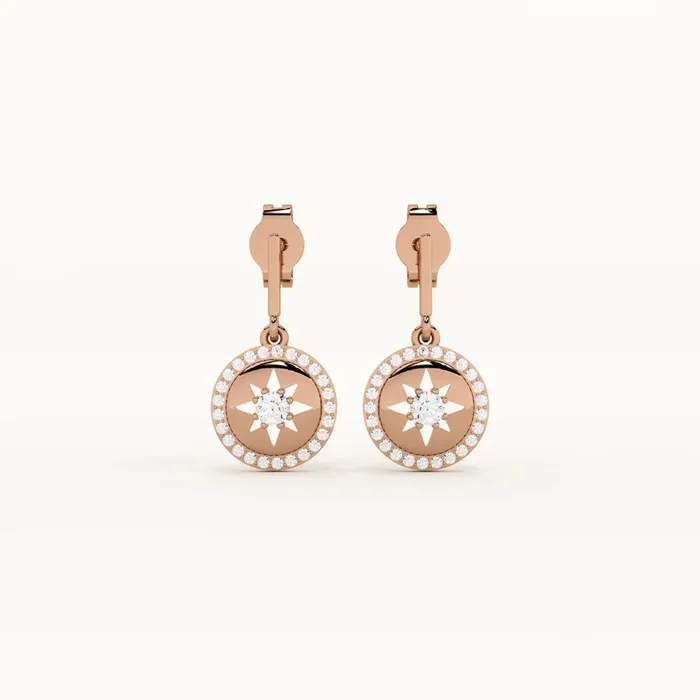 Starburst 925 Sterling Silver Rose Gold Drop Earrings