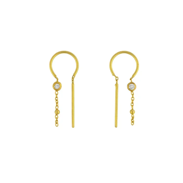 Stardust Dancer Threaders in Clear Quartz & Gold – Top Stone
