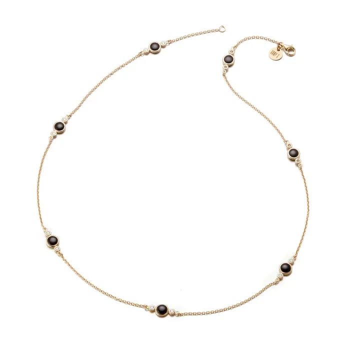Station Necklace in Black Jade & Diamonds