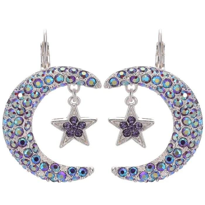 Stella Luna Leverback Earrings (Sterling Silvertone)