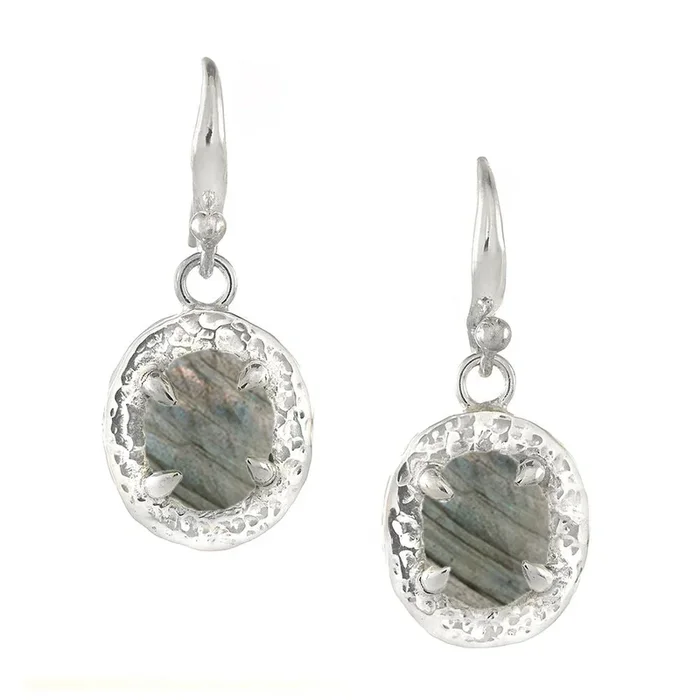Sterling Mini Polki Labradorite Earrings