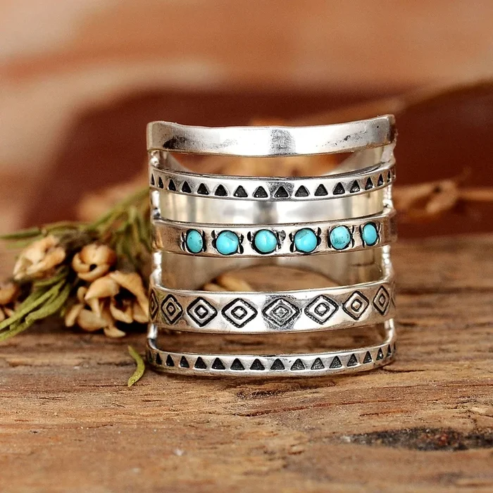 Sterling Silber Türkis-Ring im Südwest-Stil