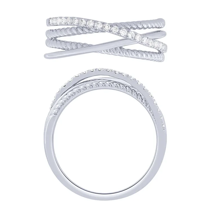 Sterling Silver 0.16Ctw Layered Ring