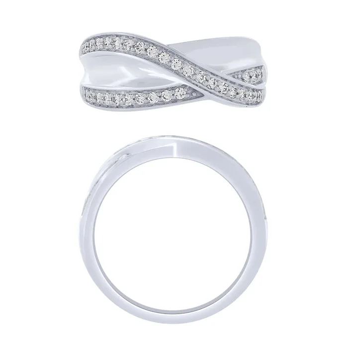 Sterling Silver 1/3Ctw Diamond Wide Fashion Ring
