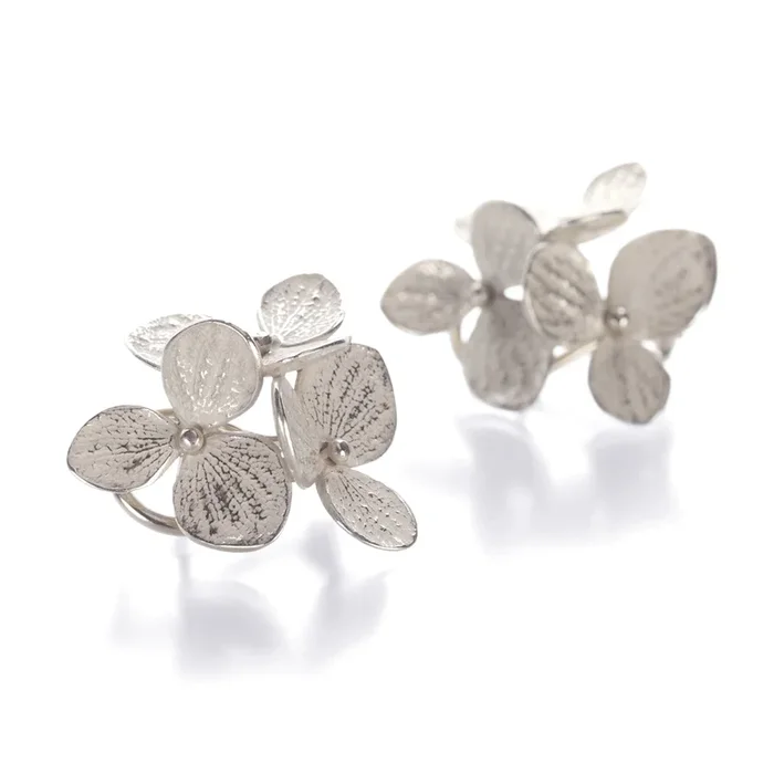 Sterling Silver 3 Part Large Hydrangea Earrings