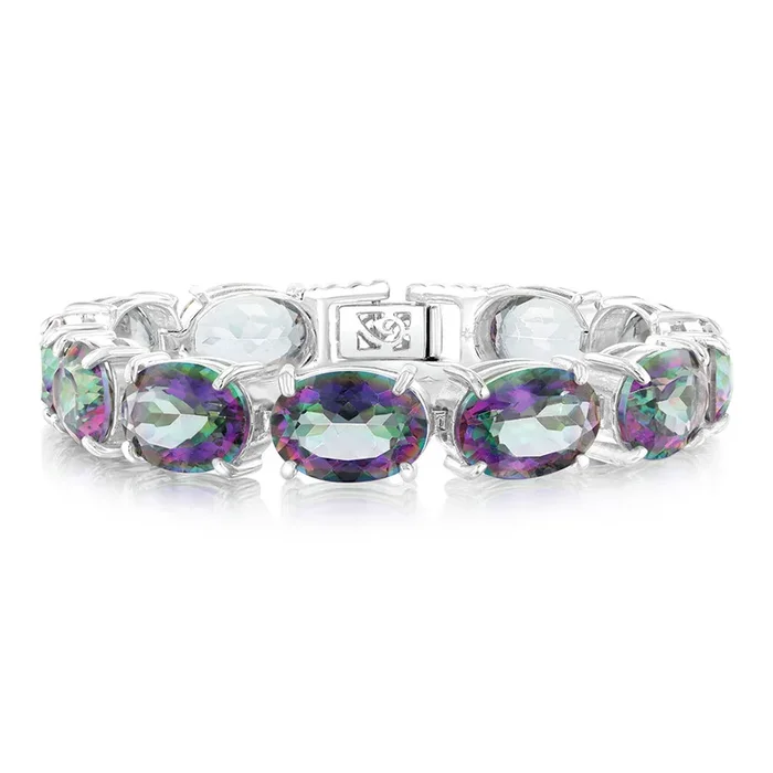 Sterling Silver 55 Carat Mystic Quartz Tennis Bracelet