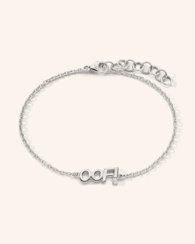 Sterling Silver “OOF” Bracelet with White Sapphire
