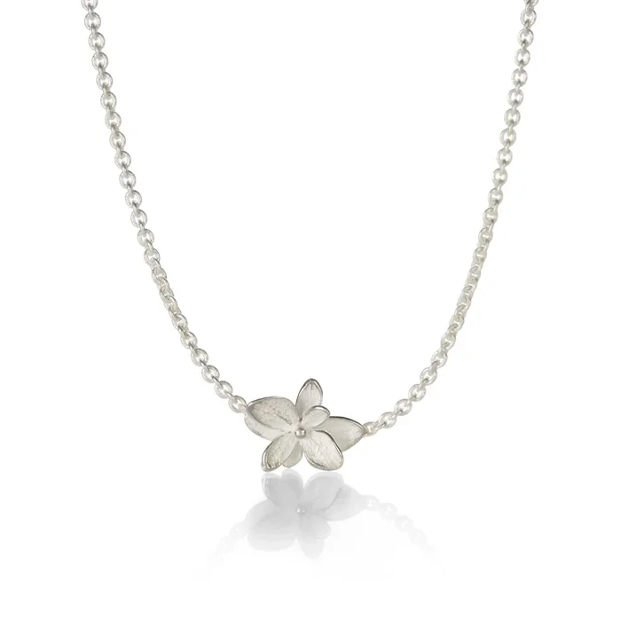 Sterling Silver Baby Twin Hydrangea Necklace