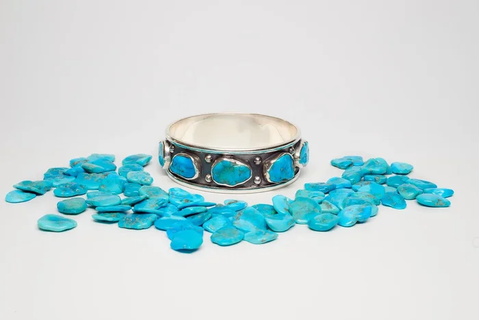 Sterling Silver Bangle with Sleeping Beauty Turquoise