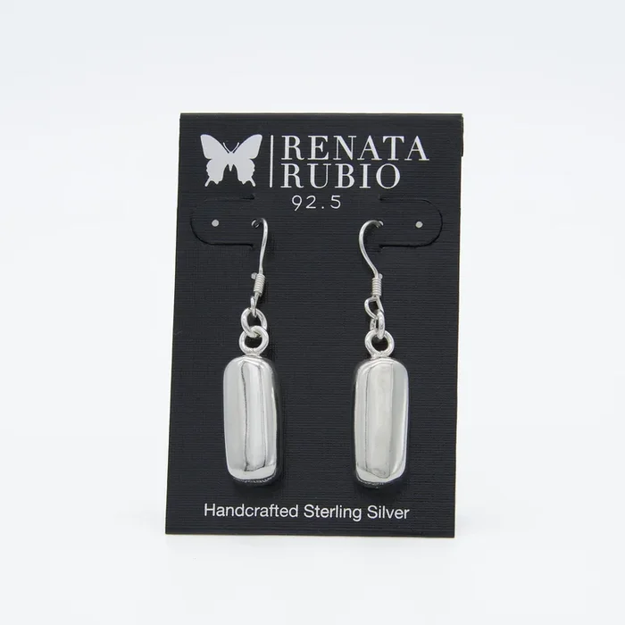 Sterling Silver Barrel Link Dangle Earrings